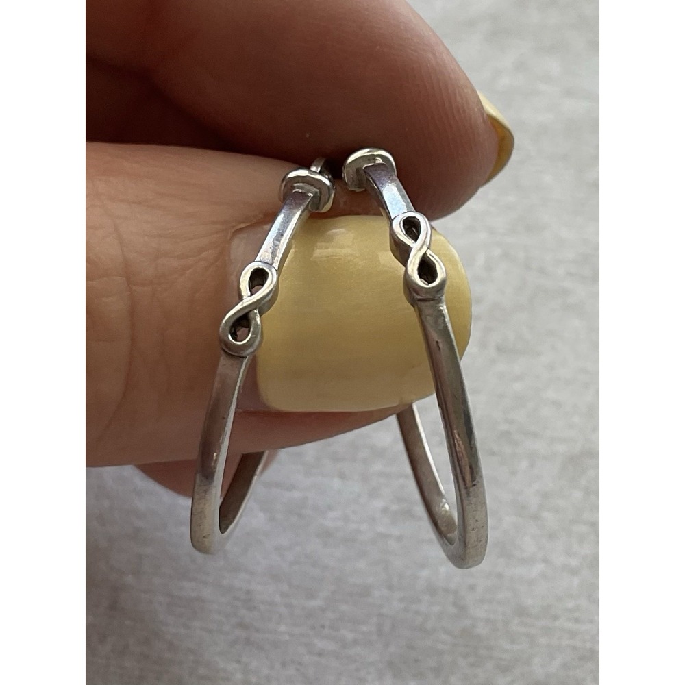 FAS 925 Sterling Silver infinity symbol Hoop Earrings Vintage Estate Jewelry